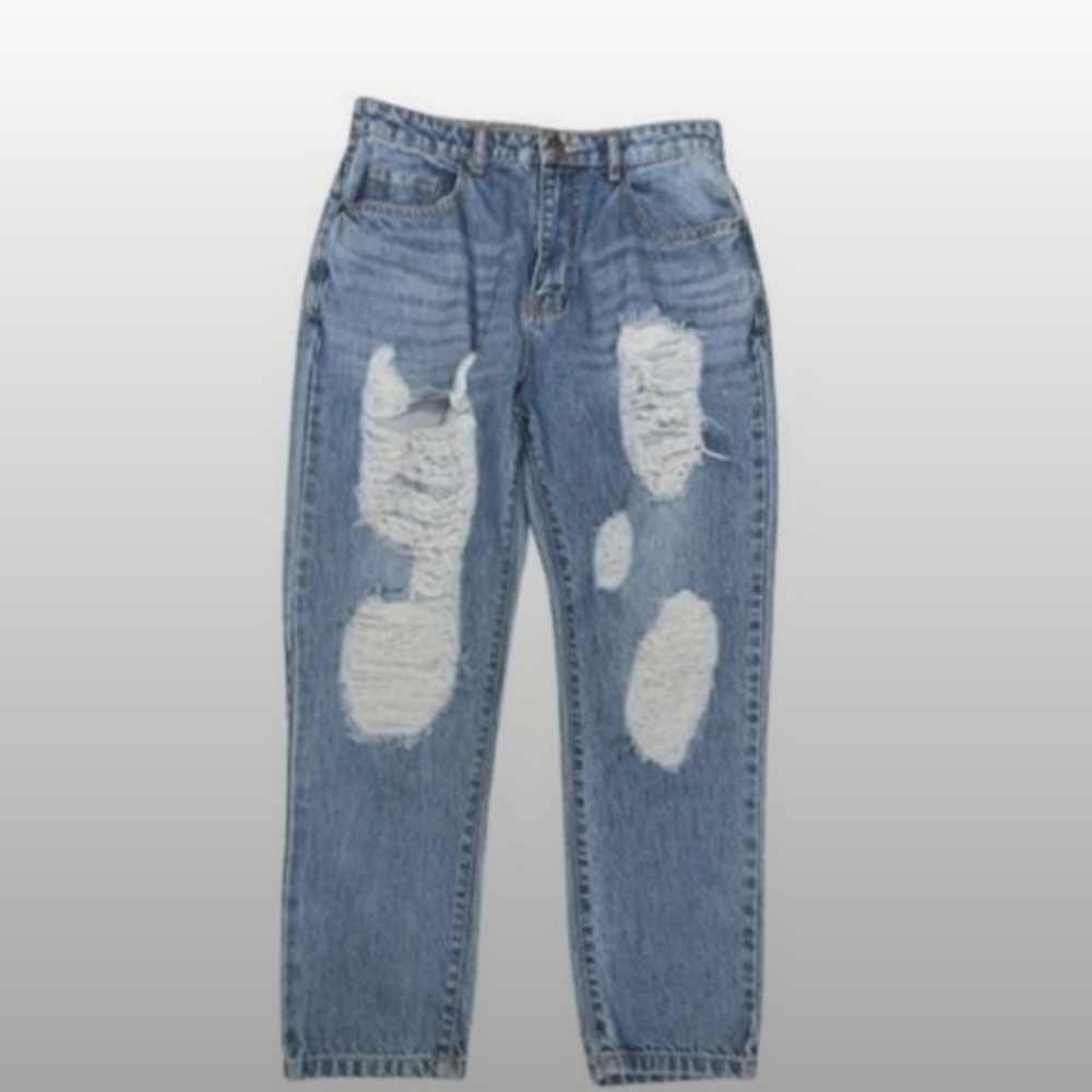 🌟Boohoo✨️ Distressed Blue Women's Jeans 10P Excellent Used Condition💚 - Picture 4 of 5
